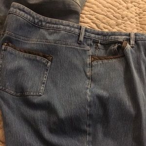 Belle by Kim Gravel straight legged jeans fits like a size 24. 31 inch inseam.